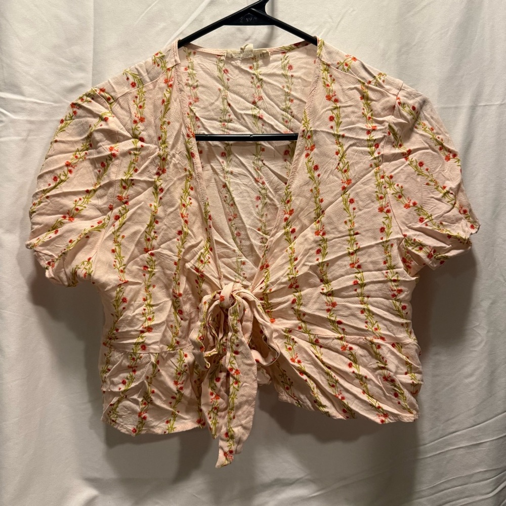 Floral Tie-Front Blouse - Cream